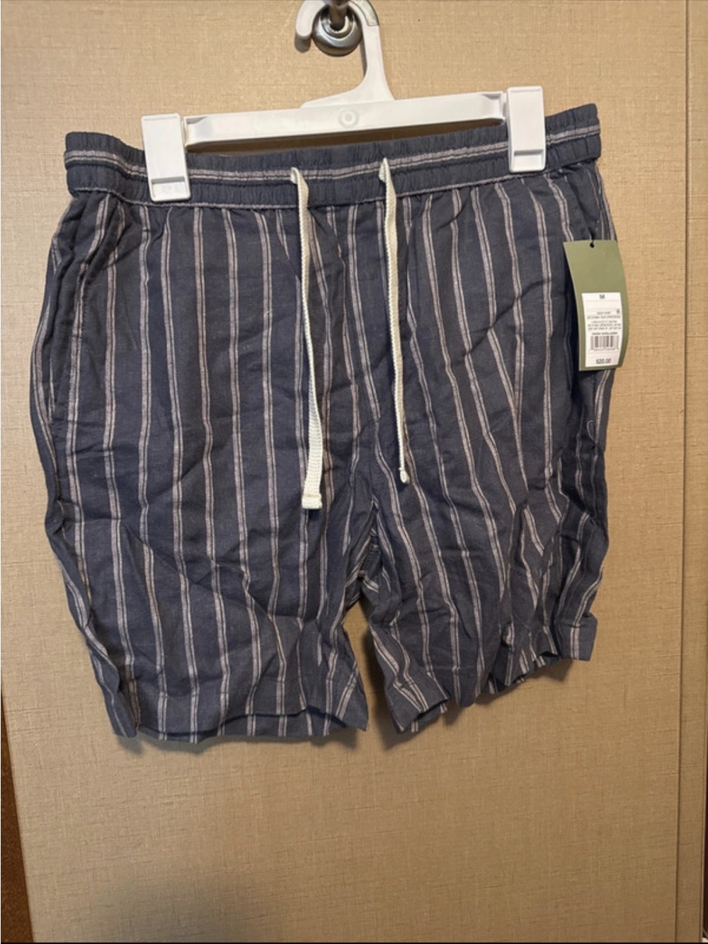 Men's Blue Striped Shorts with Drawstring